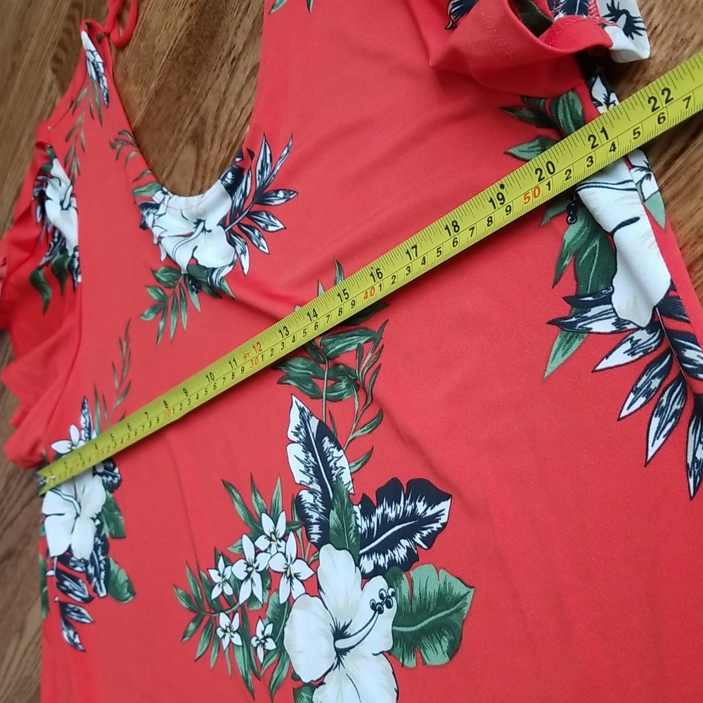 (XL) George Tropical Floral Print Slightly Sheer Flowy Beach Dress/Swim Cover Up - Picture 3 of 7